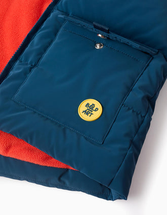 Chaleco Acolchado con Forro Polar para Niño, Azul/Naranja
