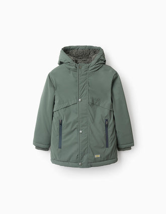Parka con Forro de Sherpa para Niño, Verde