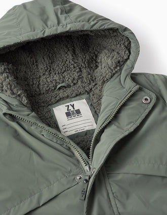 Parka com Forro de Sherpa para Menino, Verde