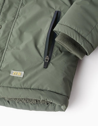 Parka con Forro de Sherpa para Niño, Verde