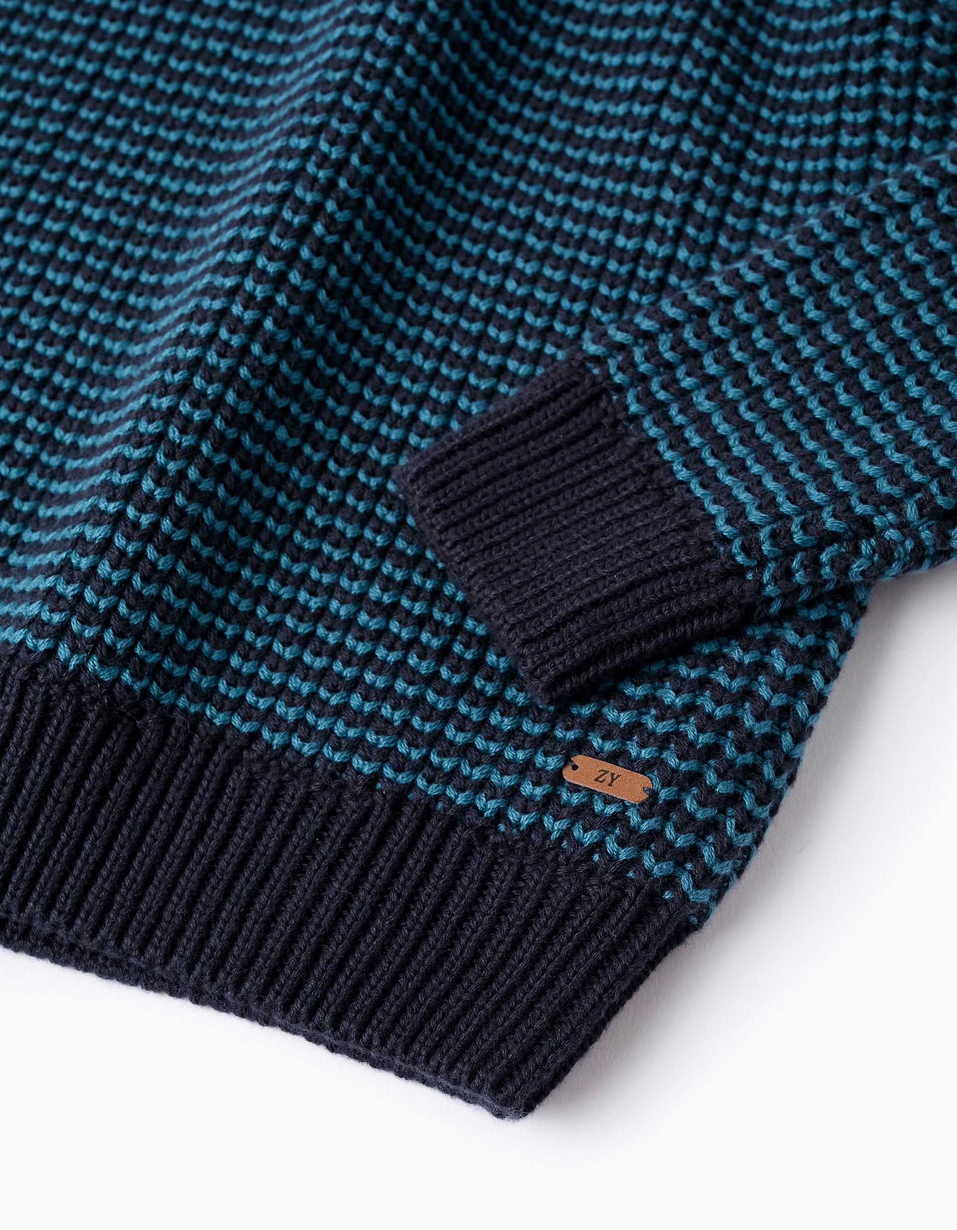 Thick Knit Jumper for Boys, Blue/Turquoise