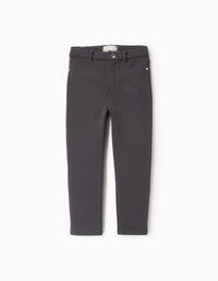 Jeggings Cardadas para Menina 'Skinny', Cinza Escuro