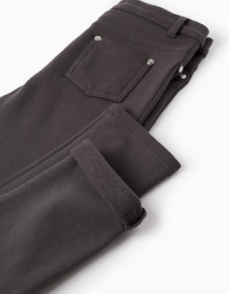 Jegging Gratté pour Fille 'Skinny', Gris Foncé