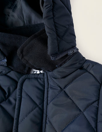 Abrigo Acolchado con Capucha Desmontable para Recién Nacido, Azul Oscuro
