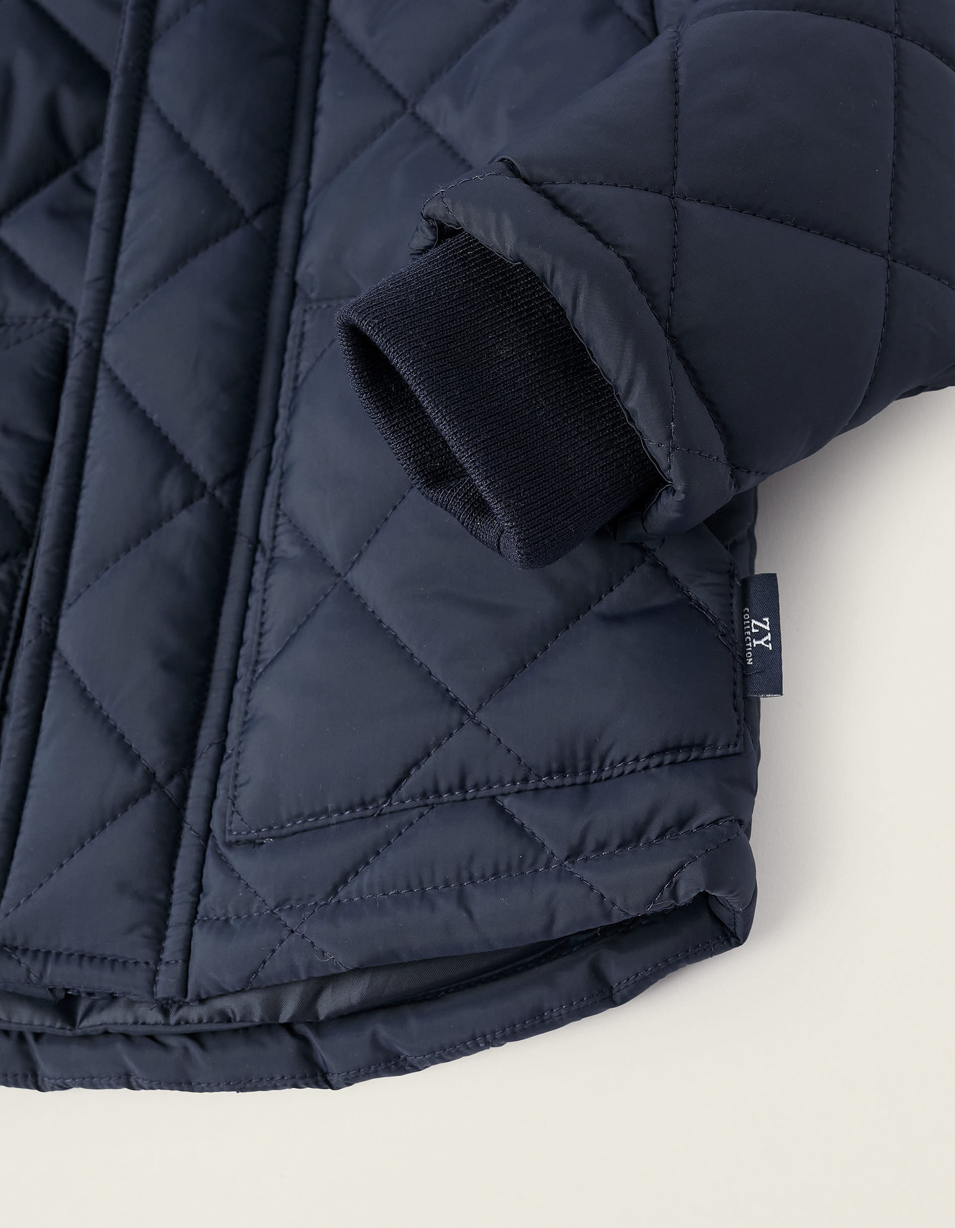 Padded Jacket with Removable Hood for Newborns, Dark Blue