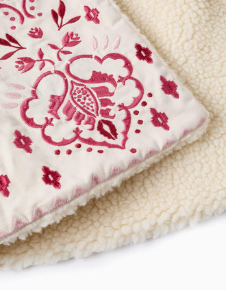 Colete Reversível com Sherpa e Bordados para Bebé Menina, Bege/Rosa
