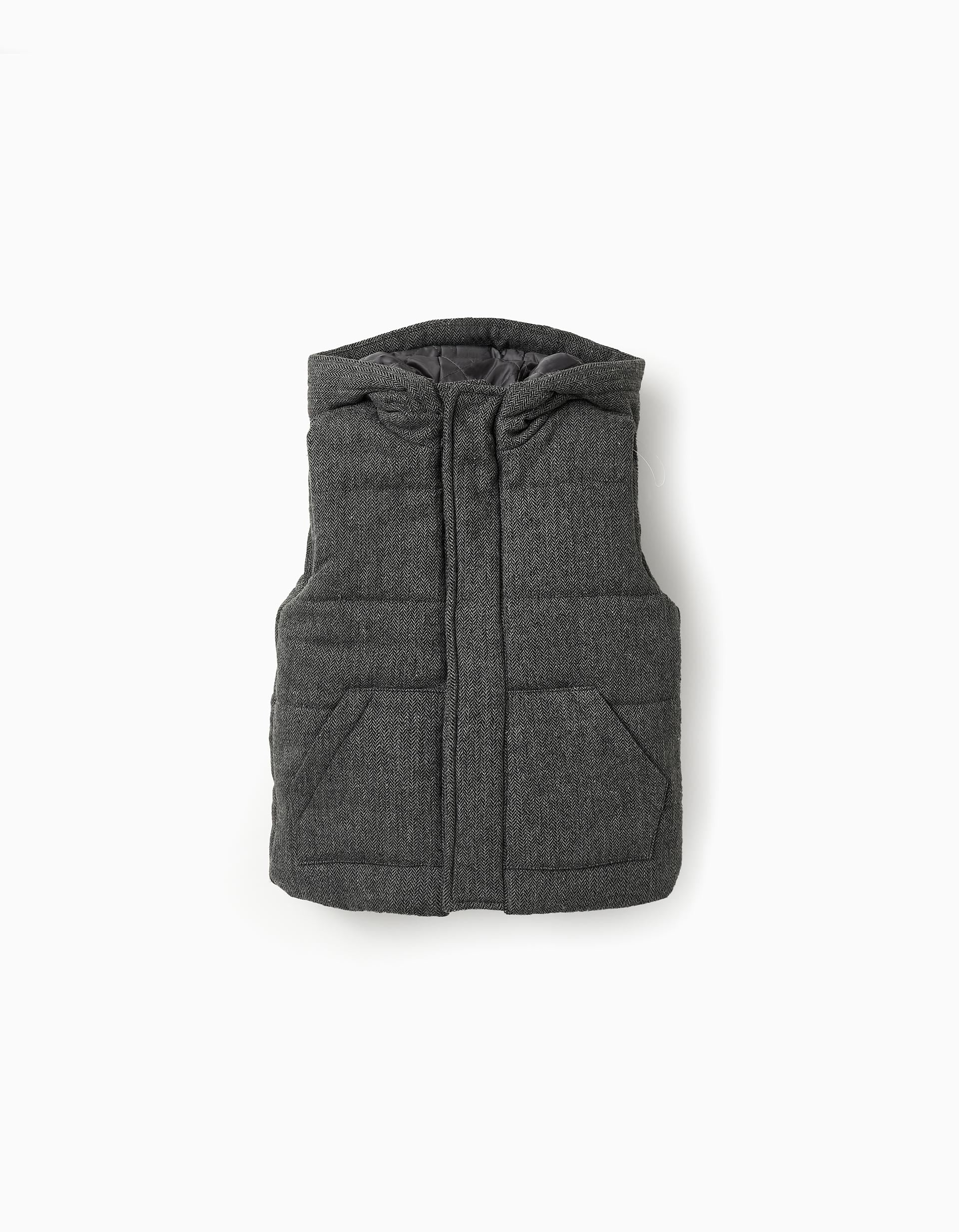 Padded Hooded Gilet for Baby Boys, Grey