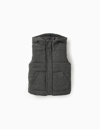 Gilet Matelassé avec Capuche pour Bébé Garçon, Gris