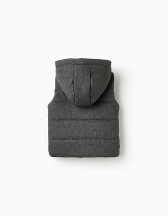 Gilet Matelassé avec Capuche pour Bébé Garçon, Gris