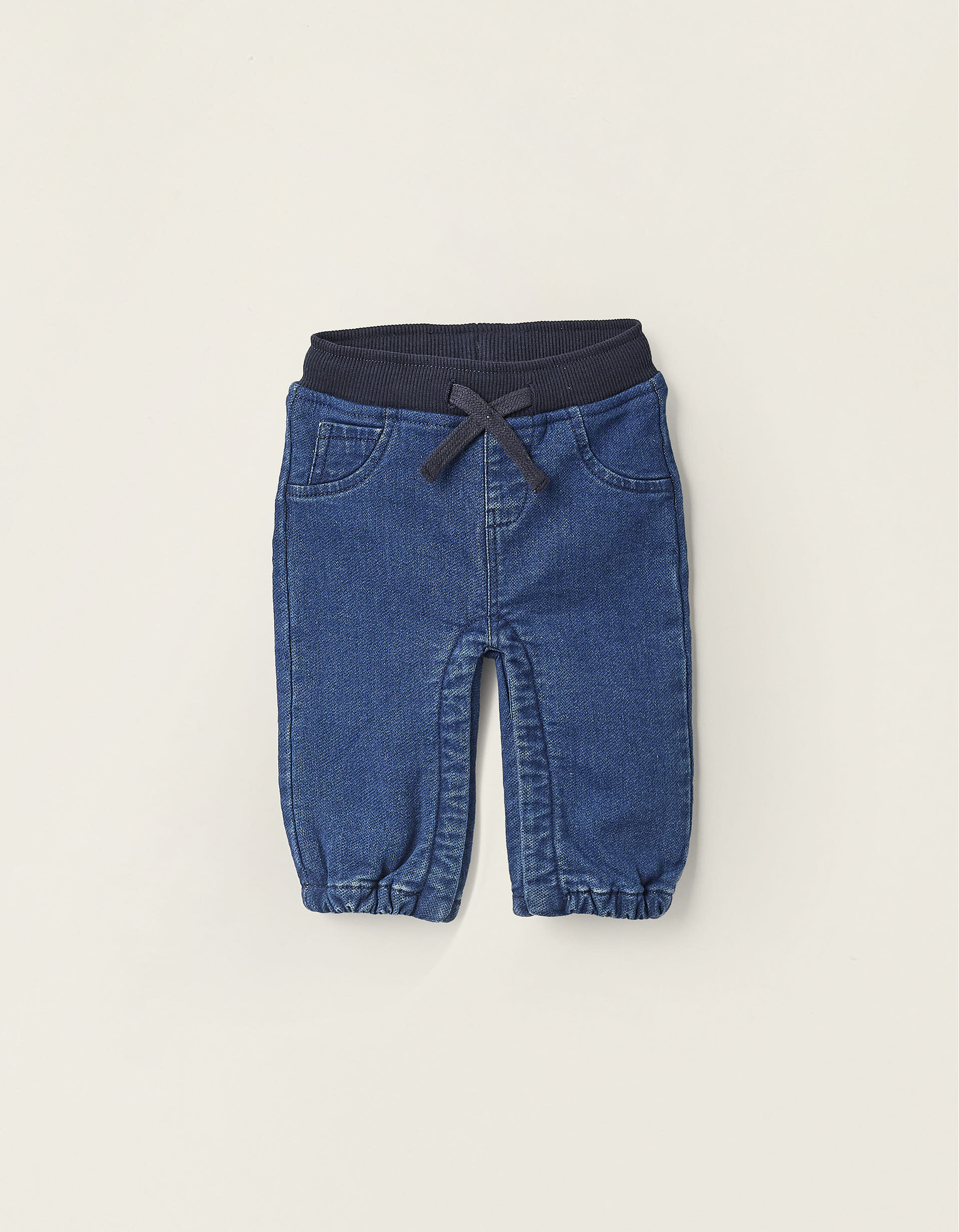 Jeans with Snap Buttons at the Crotch for Newborn Babies, Blue