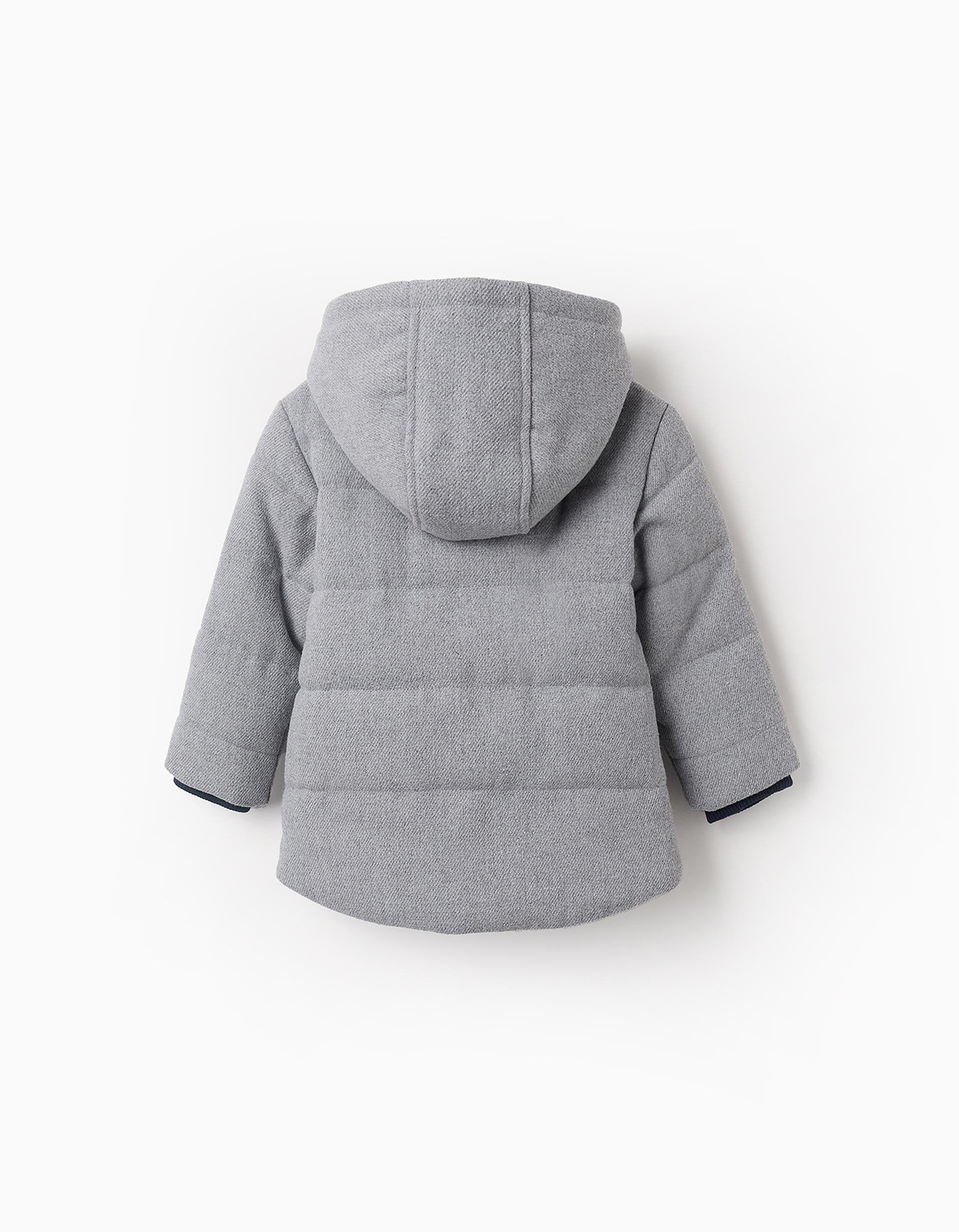 Padded Hooded Jacket for Baby Boys, Grey