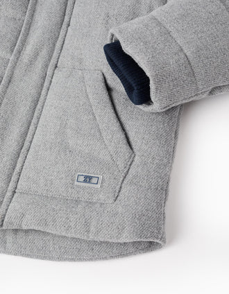 Chaqueta Acolchada de Franela con Capucha para Bebé Niño, Gris