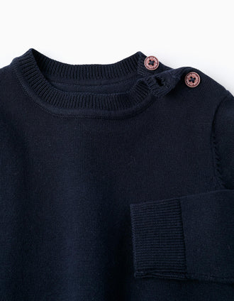 Pull en Maille Fine pour Bébé Garçon, Bleu Foncé