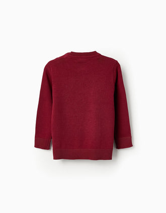 Camisola de Malha Fina para Bebé Menino, Bordô