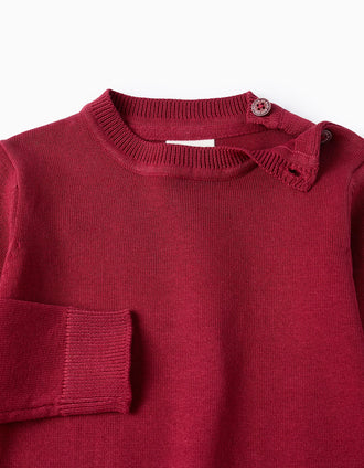 Camisola de Malha Fina para Bebé Menino, Bordô