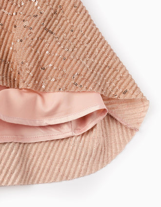 Sweat Cardada + Saia Plissada com Lantejoulas para Menina, Rosa