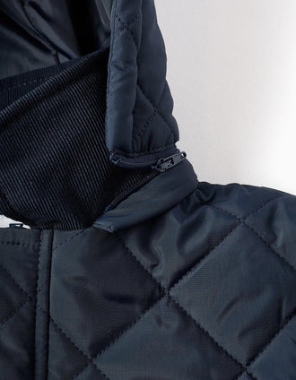 Parka Acolchoada com Capuz Amovível para Menino, Azul Escuro