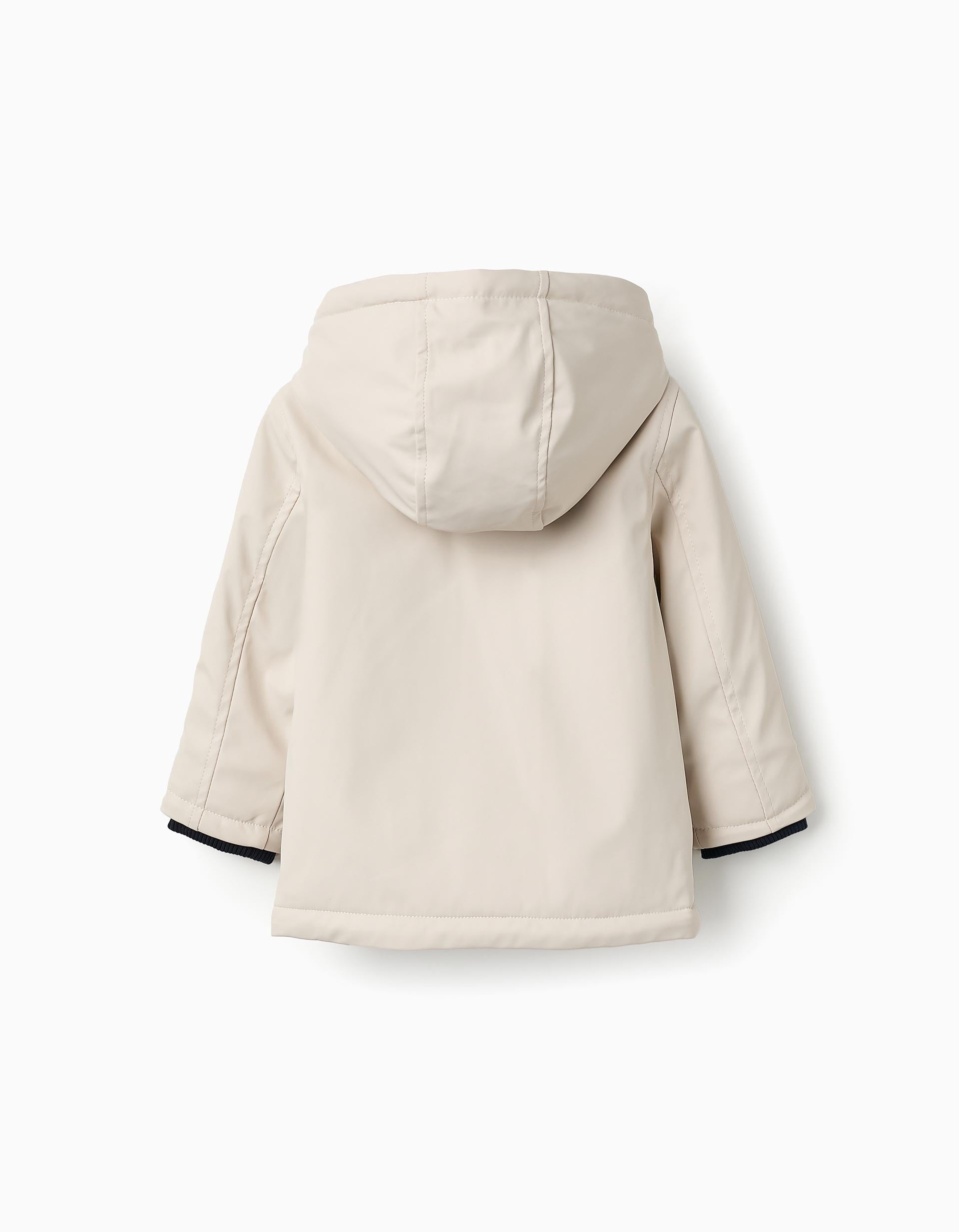 Rubber Parka with Jersey Lining for Baby Boys, Beige