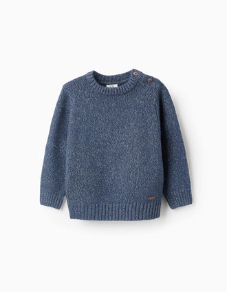 Pull en Maille pour Bébé Garçon, Bleu/Blanc