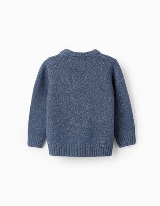 Pull en Maille pour Bébé Garçon, Bleu/Blanc