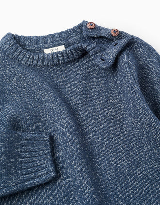 Pull en Maille pour Bébé Garçon, Bleu/Blanc