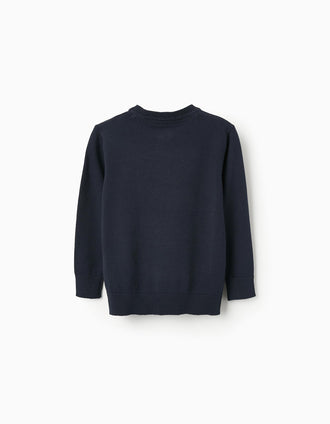 Camisola de Malha Fina para Menino, Azul Escuro
