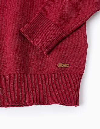 Camisola de Malha Fina para Menino, Bordô