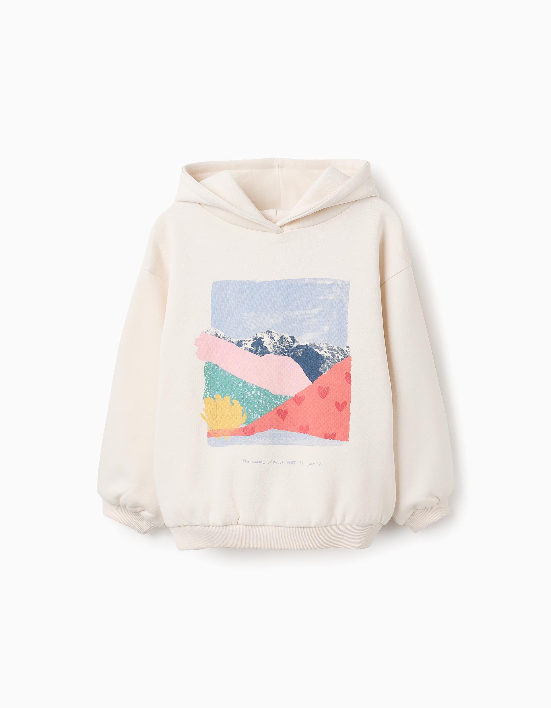 Hooded Sweatshirt for Girls 'Art', Beige