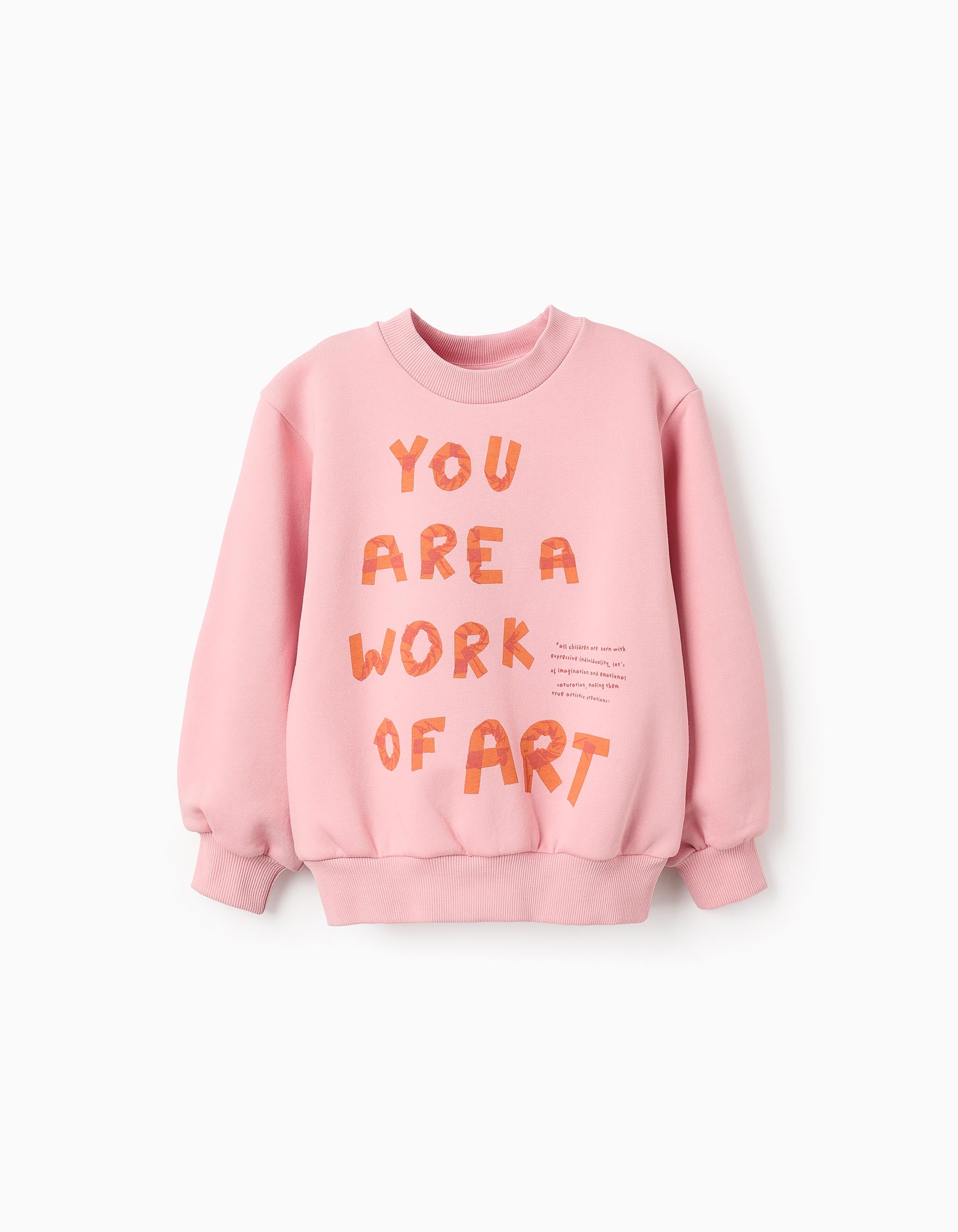 Brushed Sweatshirt for Girls 'Work of Art' Sweatshirt, Pink