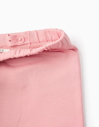 Sudadera + Pantalón Perchado para Bebé Niña 'Girafa', Beige/Rosa