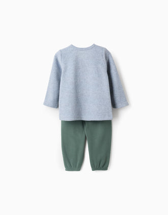 Pijama Polar para Bebé Niño 'Dinosauro', Gris/Verde