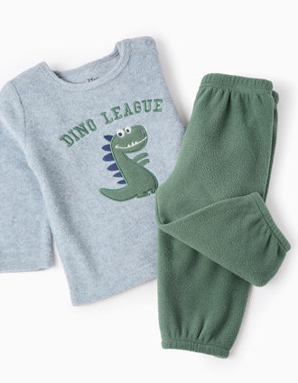 Pijama Polar para Bebé Niño 'Dinosauro', Gris/Verde