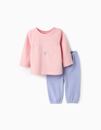 Pijama Polar para Bebé Niña 'Búho', Rosa/Azul