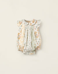 Combi-short Floral pour Nouveau-Née, Beige/Vert/Rose