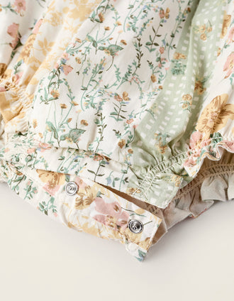 Mono Floral para Recién Nacida, Beige/Verde/Rosa