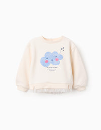 Sweat Gratté avec Volants en Tulle pour Bébé Fille, Beige