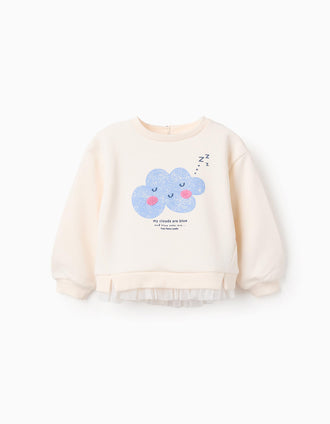 Sudadera Perchada con Volantes de Tul para Bebé Niña, Beige