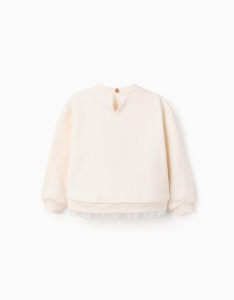 Sudadera Perchada con Volantes de Tul para Bebé Niña, Beige