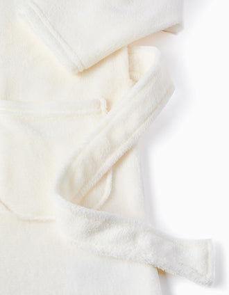 Roupão com Capuz em Coralina para Menina, Branco