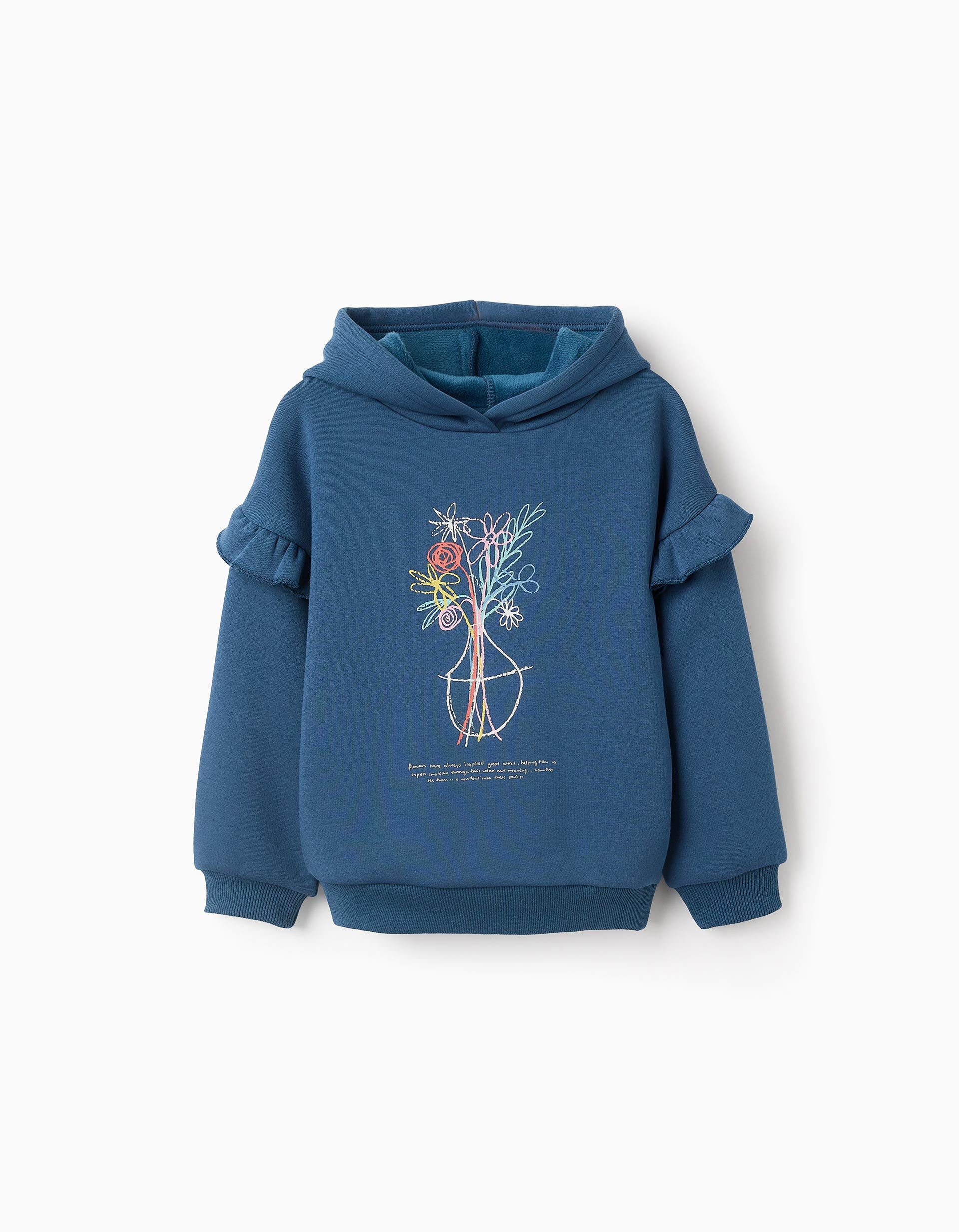 Thermal Effect Sweatshirt for Girls 'Flowers', Turquoise