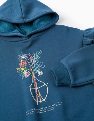 Sudadera Efecto Térmico para Niña 'Flores', Turquesa