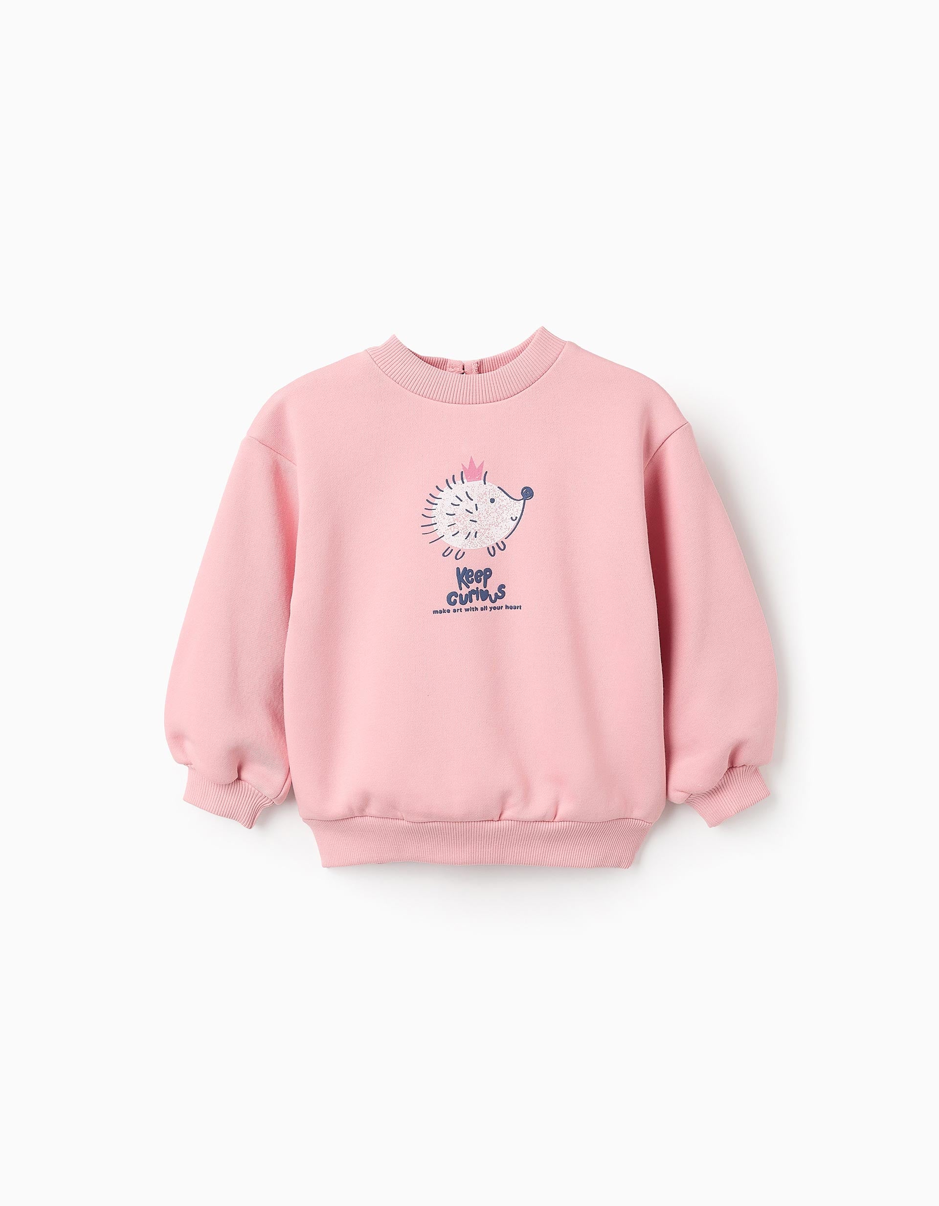 Brushed Sweatshirt for Baby Girls 'Hedgehog', Pink