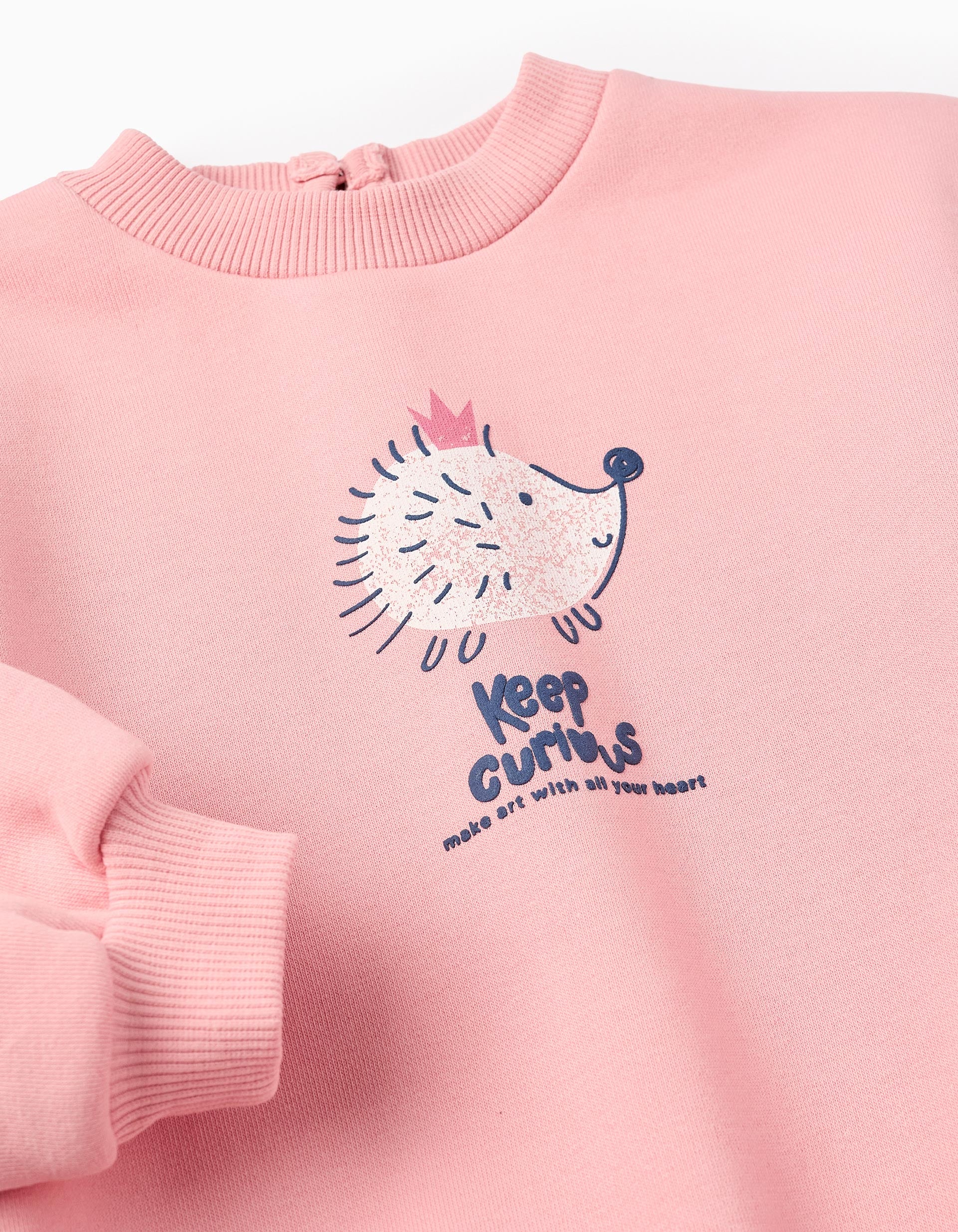 Brushed Sweatshirt for Baby Girls 'Hedgehog', Pink