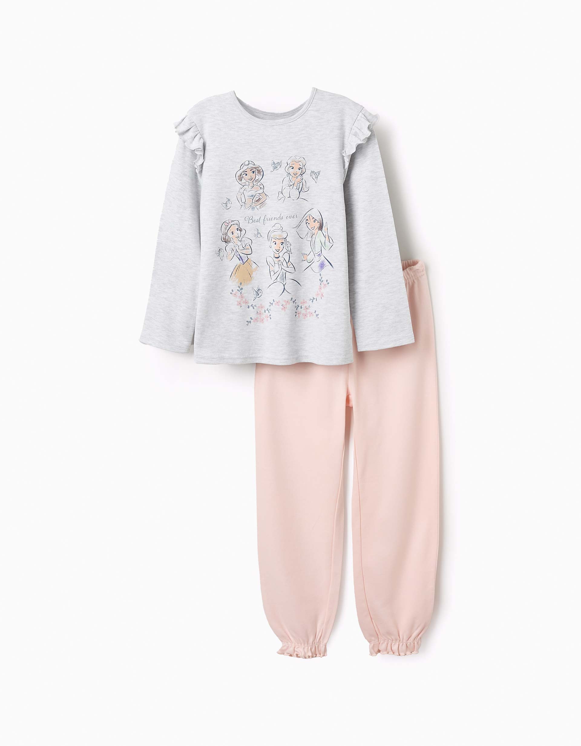 Cotton Pyjama for Girls 'Disney Princesses', Pink/Grey