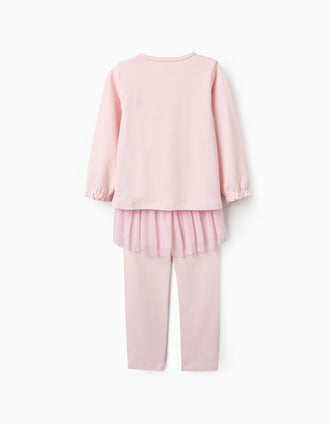 Pijama Brilha no Escuro com Saia de Tule para Menina 'Read', Rosa
