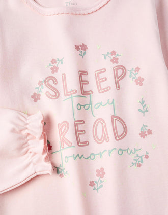 Pijama Brilha no Escuro com Saia de Tule para Menina 'Read', Rosa