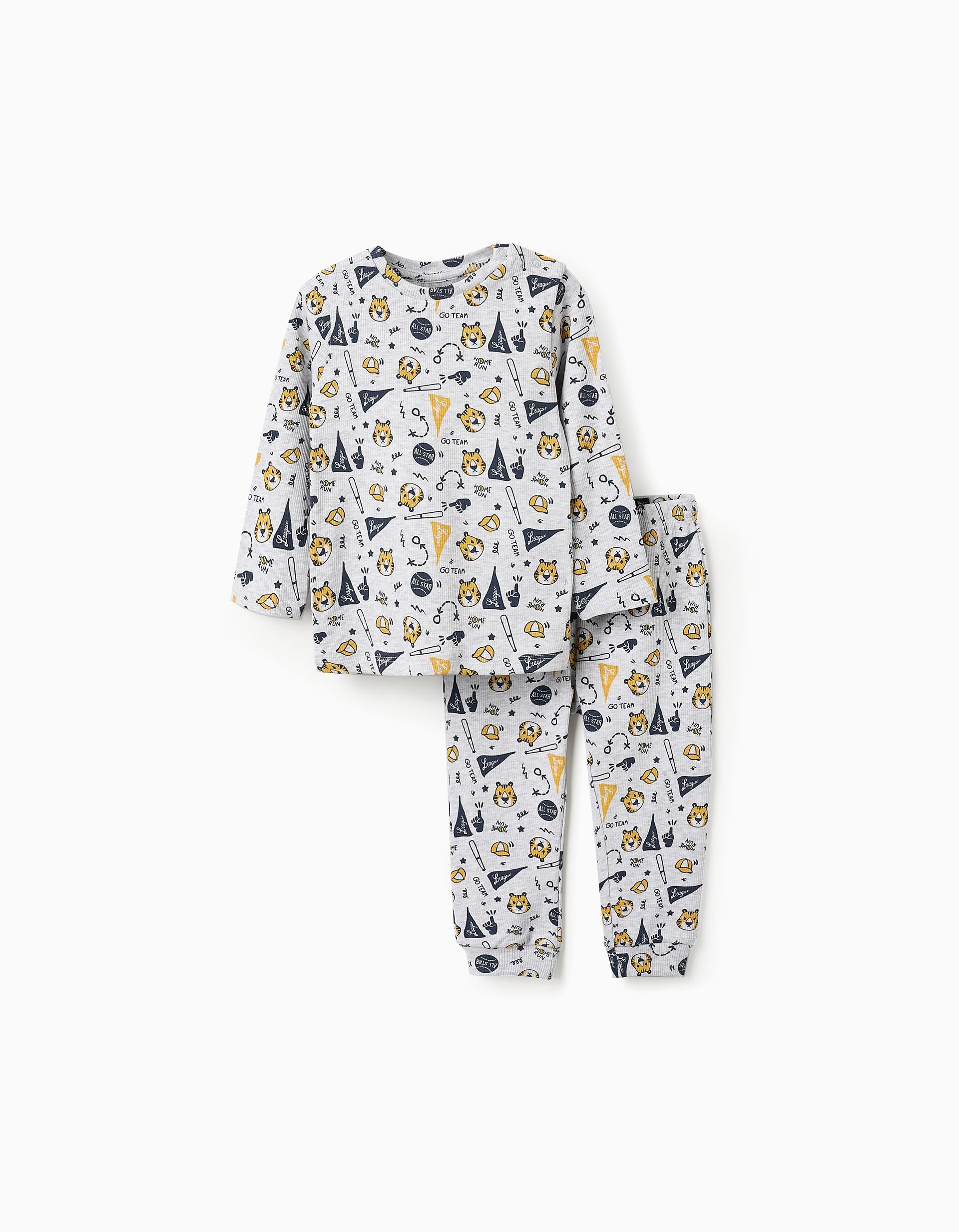 Ribbed Pyjama for Baby Boys 'Tiger', Grey