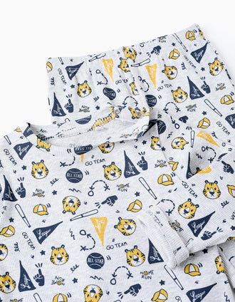 Pyjama Côtelé pour Bébé Garçon 'Tigre', Gris