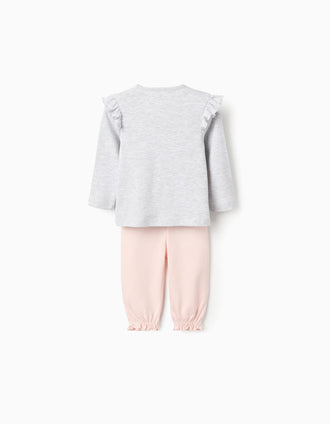 Pijama de Algodão para Bebé Menina 'Tom & Jerry', Cinza/Rosa