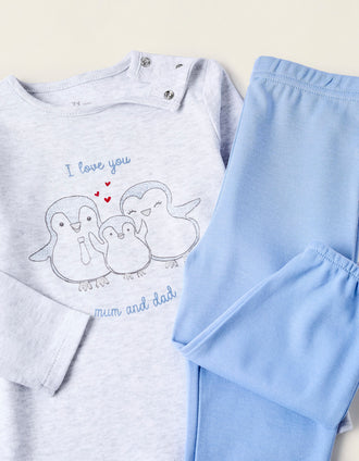 Pijama de Algodón para Bebé Niño 'Mum & Dad', Azul/Gris